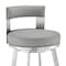 Armen Living Lynof Swivel Counter Stool in Brushed Stainless Steel with Light Gray Faux Leather 840254335462 - alternate 10